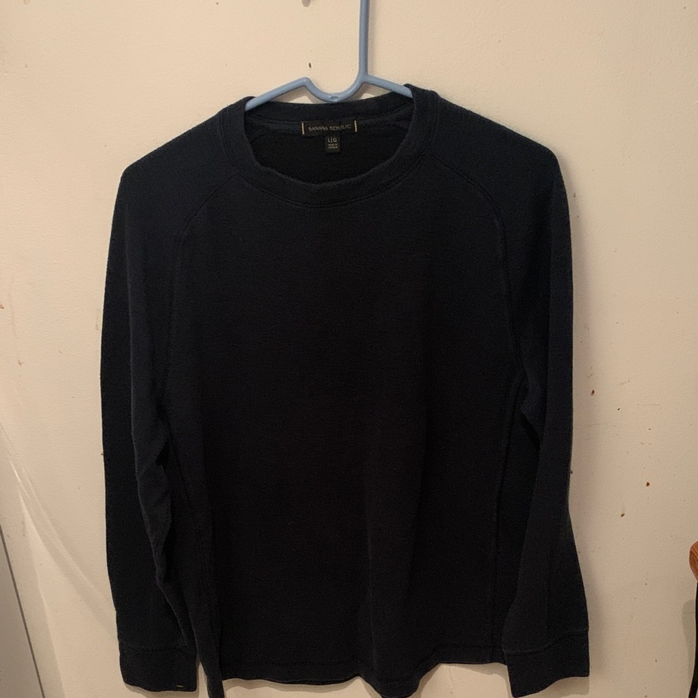 Sharp Banana Republic Dark Blue 66/34 Cotton Blend Crewneck Sweater SZ L